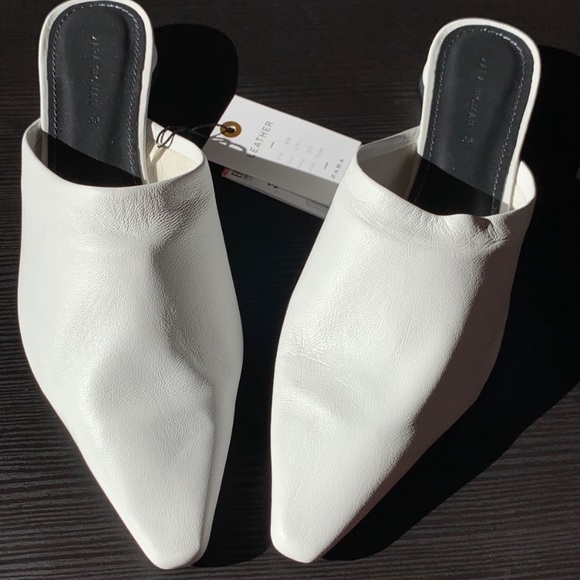 Zara Shoes - NWT Zara LEATHER mules 7.5